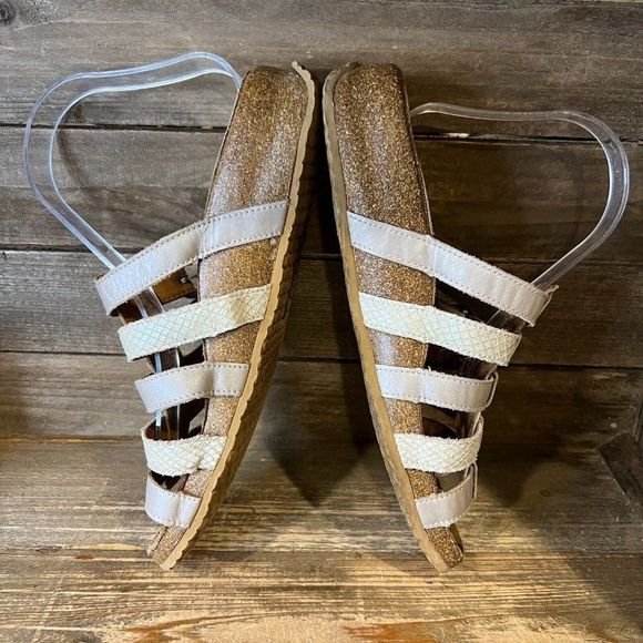 Womens Haflinger Gray Leather Strappy‎ Slip On Slide Sandals Size EU 40 US 9 M - Picture 4 of 8